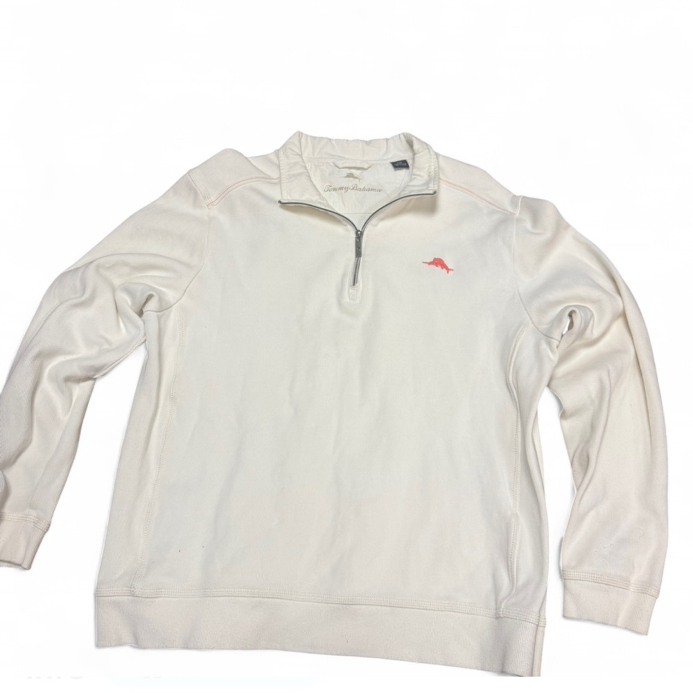 Tommy Bahama Sweatshirt Large Nassau Half Zip Long Sleeve Cotton
